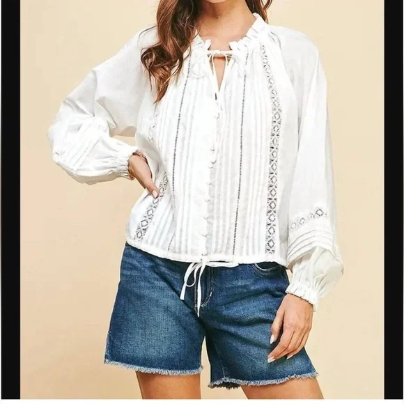 PINCH Women's Misty Lace Top Size M in White - Picture 1 of 12